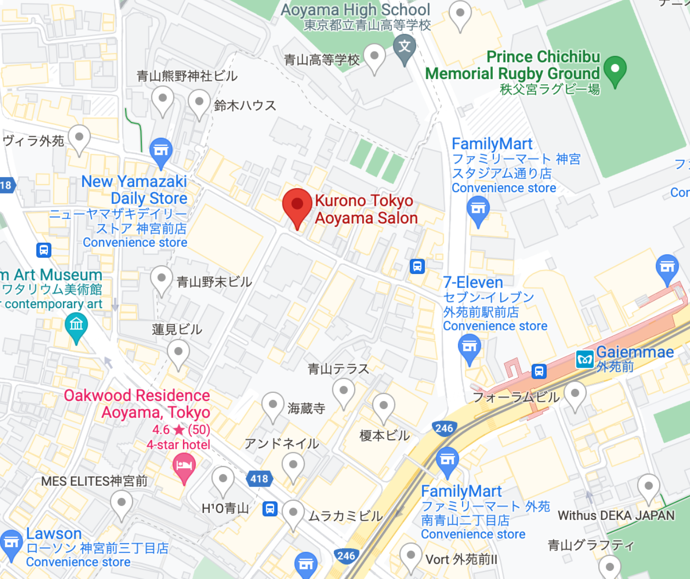 Map to Kurono Tokyo Aoyama Salon